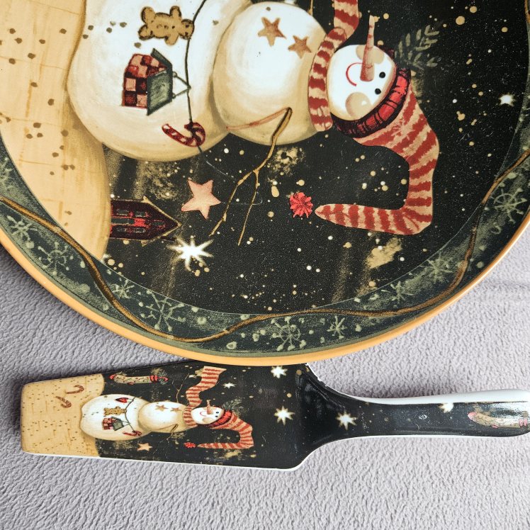 Snowman Serving Plate and Server