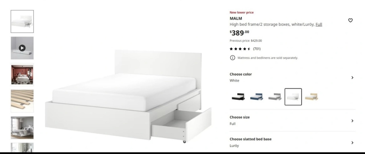 IKEA MALM Full Bed Frame with Storage Drawers - photo 2