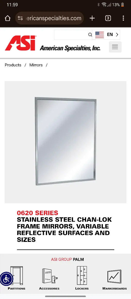 Stainless Steel Framed Mirror - 18" x 24" thumbnail