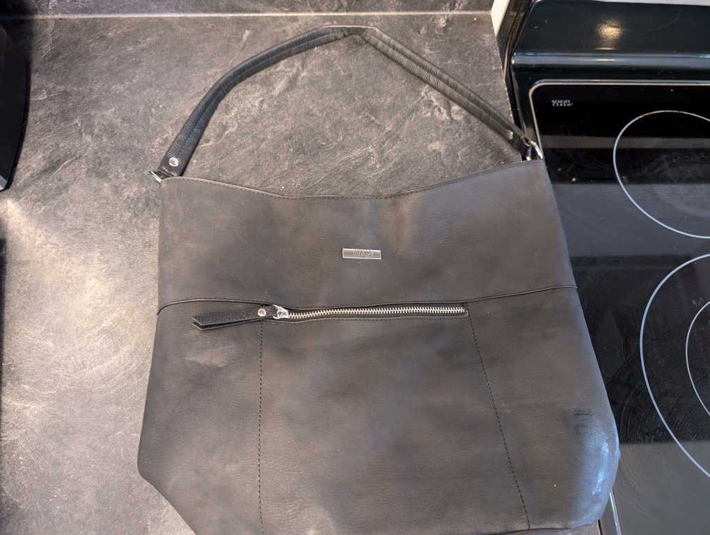Roots Black Leather Tote Bag