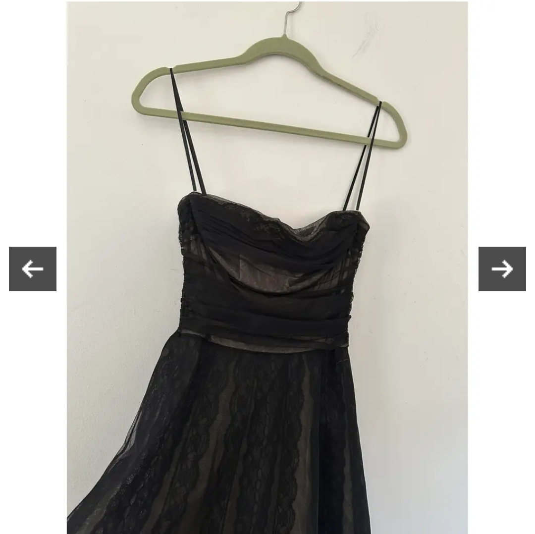 BCBG Black Strapless Cocktail Dress with Lace Overlay - photo 4