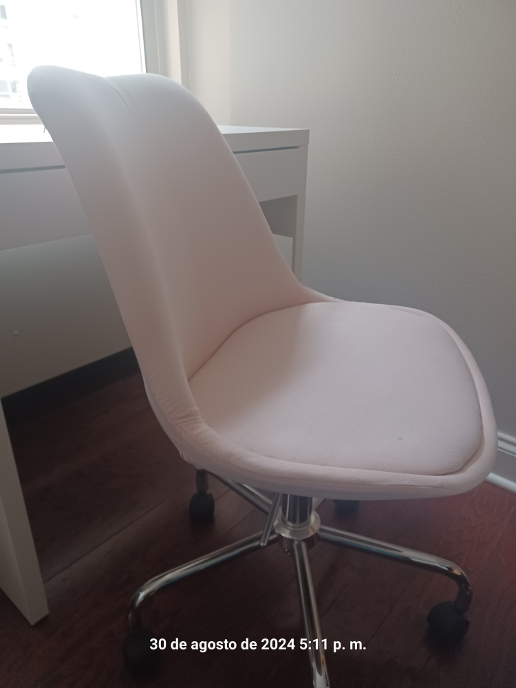 white desk and Pink Swivel Desk Chair