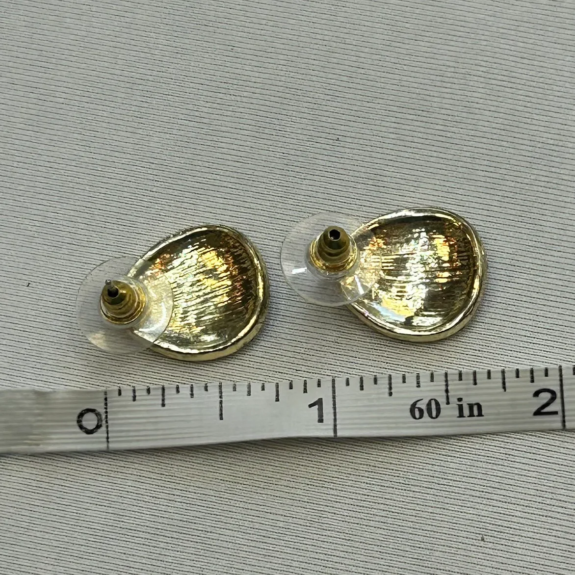 Vintage 90s Pink Enamel Gold Tone Teardrop Earrings Rhinestones image indicator(5)