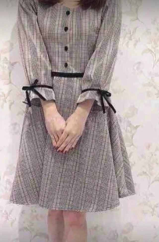 🆕 (from Japan) Grey and Black Plaid Button-Down Dress image indicator(2)
