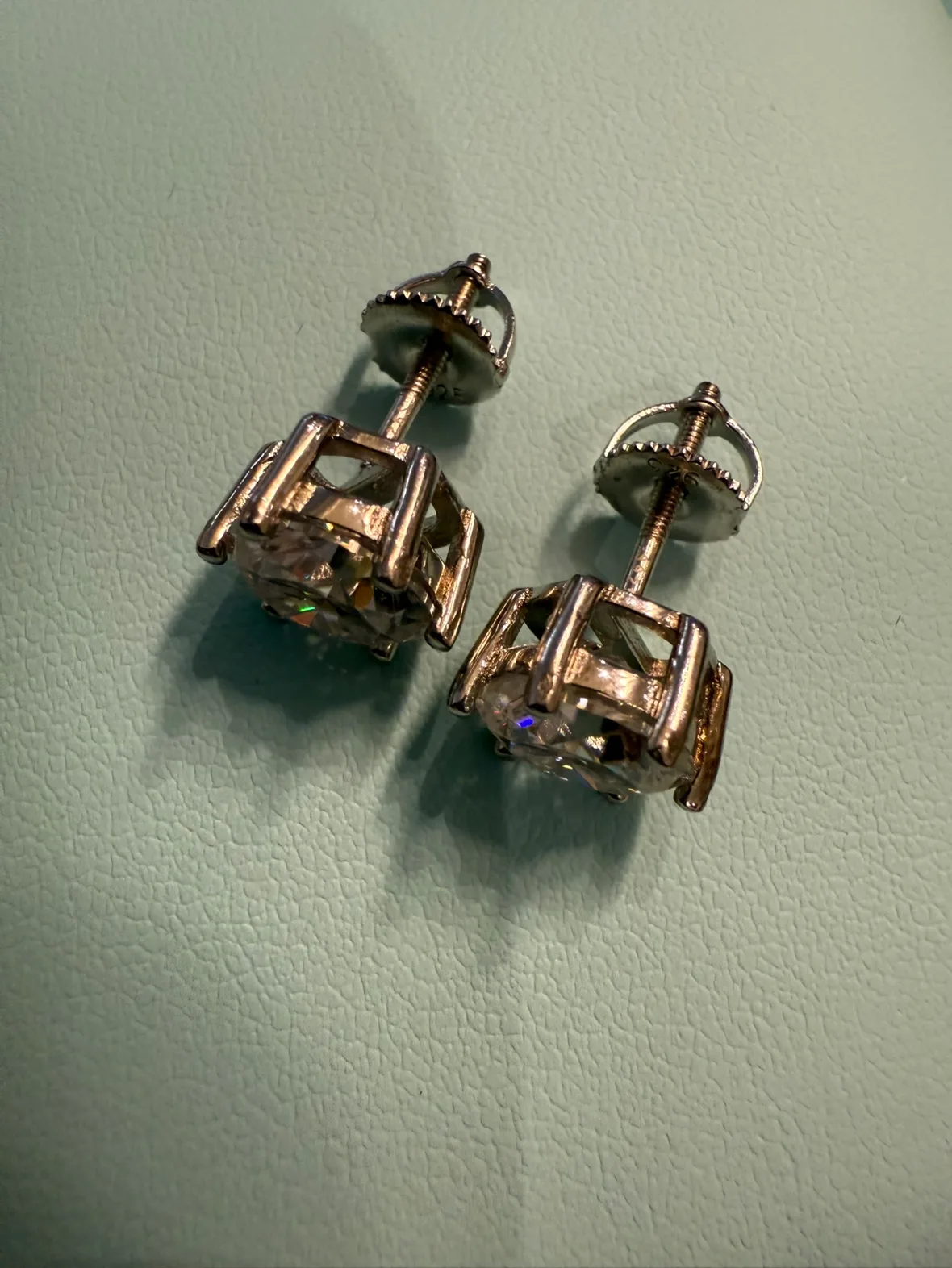 2 carats (4Ct total) Moissanite Silver Earrings screw back thumbnail