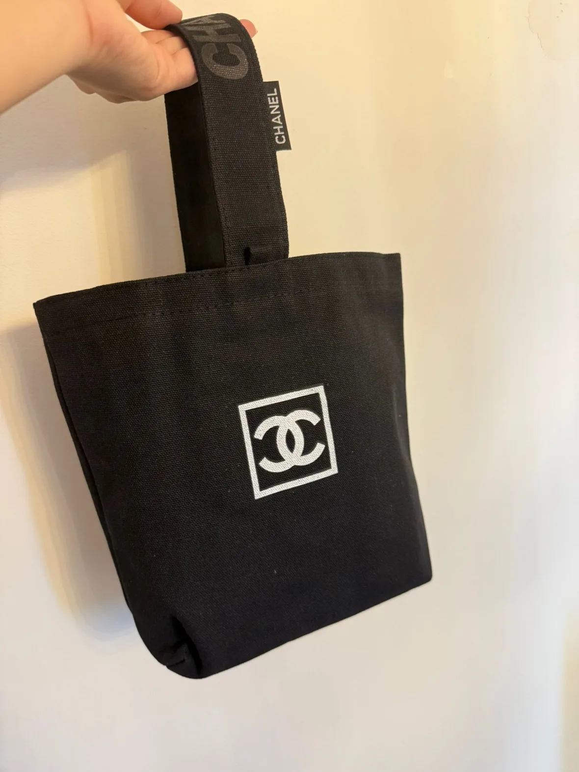Chanel Black Canvas Beauty  Bag thumbnail
