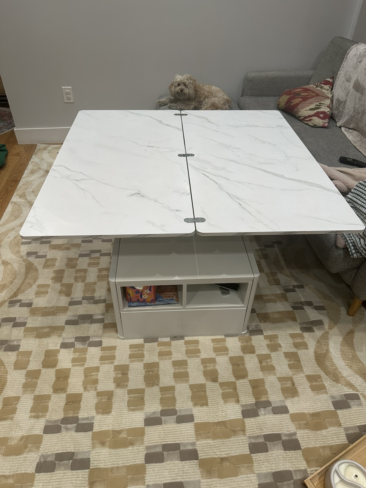 White Wood Lift-top Coffee Table - photo 2