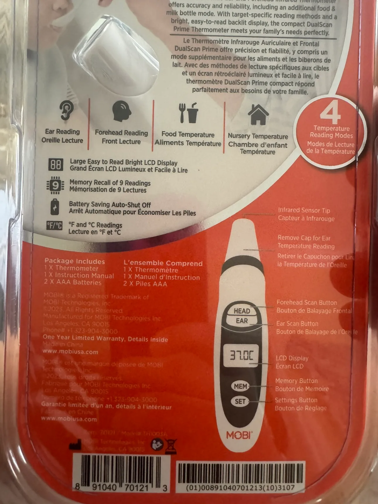 MOBI DualScan Prime Ear and Forehead Thermometer image indicator(5)