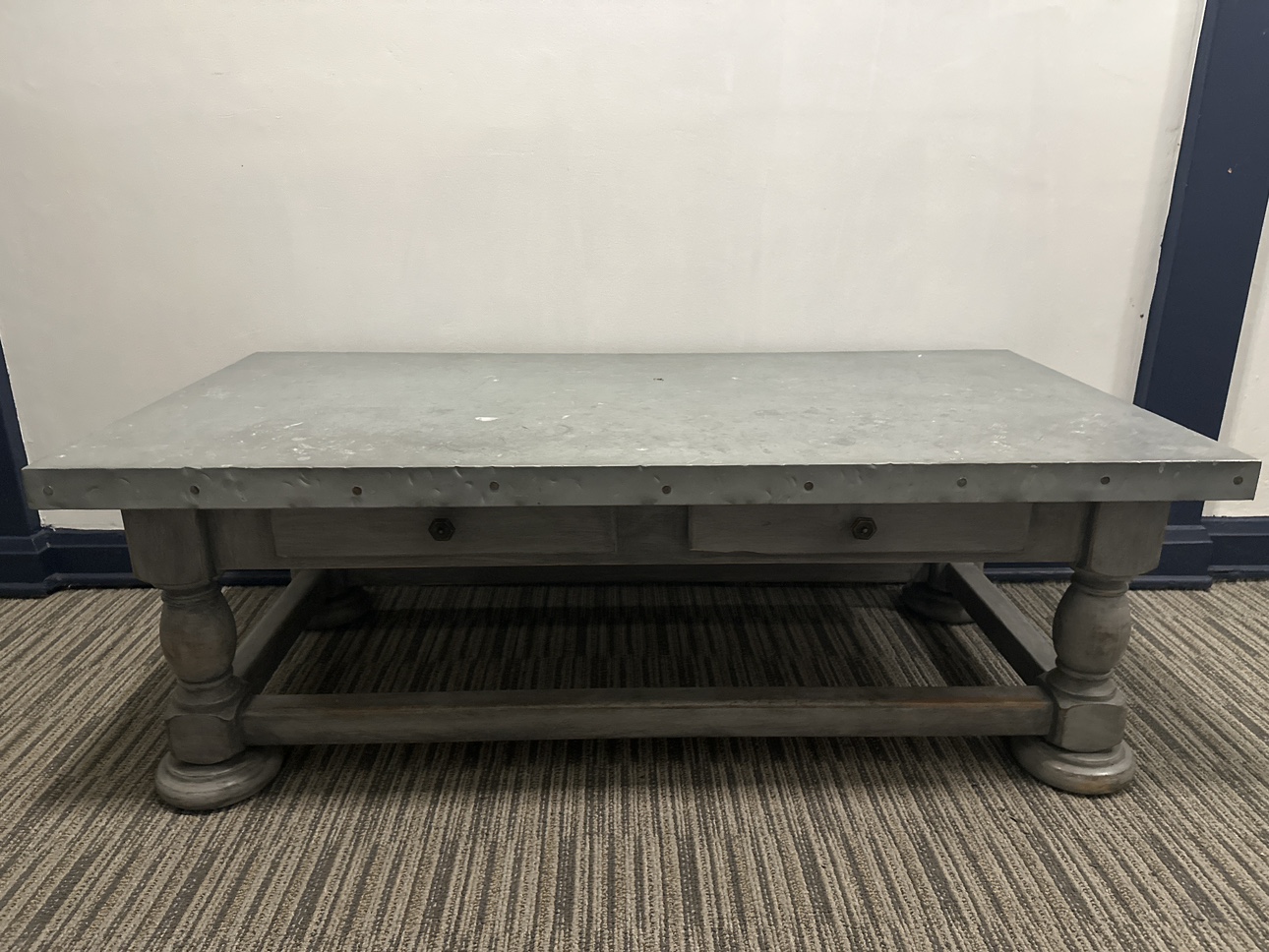Metal Top Coffee Table with Drawers