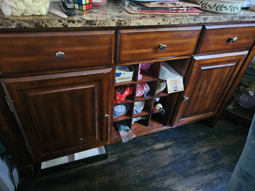 Wooden Buffet Server with Marble Top