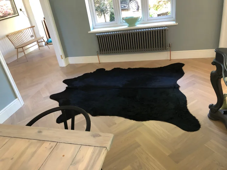 8FT Black Cowhide Rug, Faux Fur thumbnail