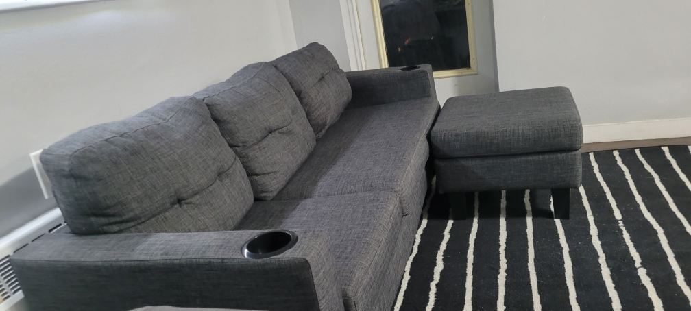 Convertible Sectional Sofa & Ottoman Included, with cup holders
