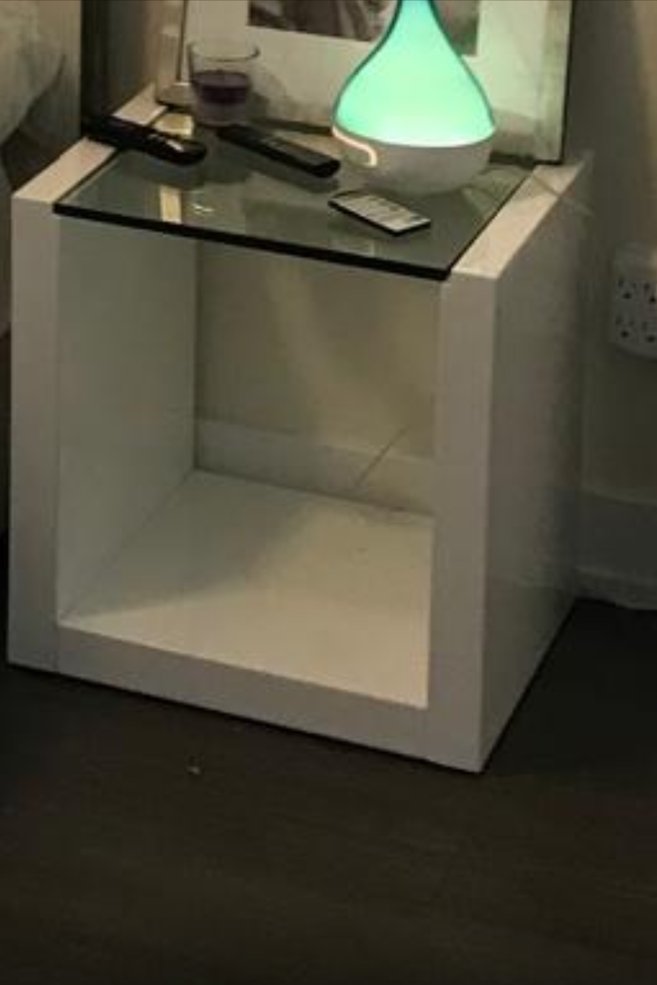 White Nightstand with Glass Top - photo 4