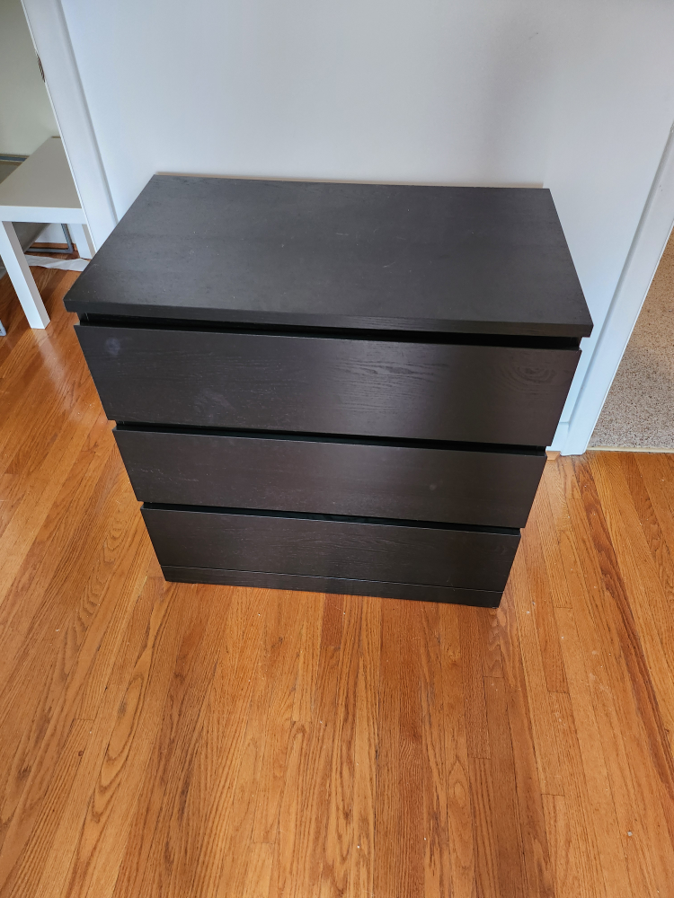 Ikea black 3-drawer dresser
