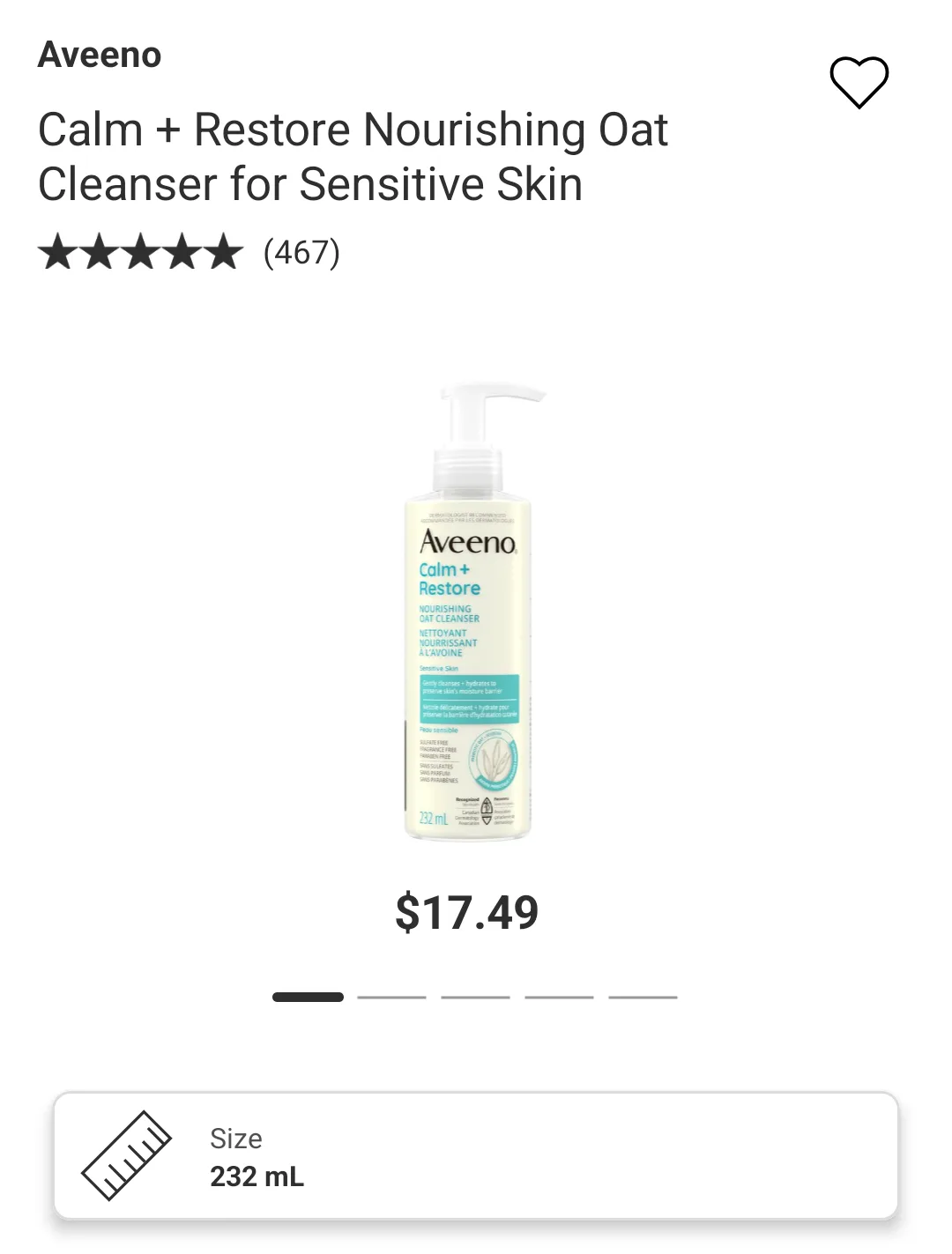 Aveeno Calm + Restore Nourishing Oat Cleanser for Sensitive Skin image indicator(2)