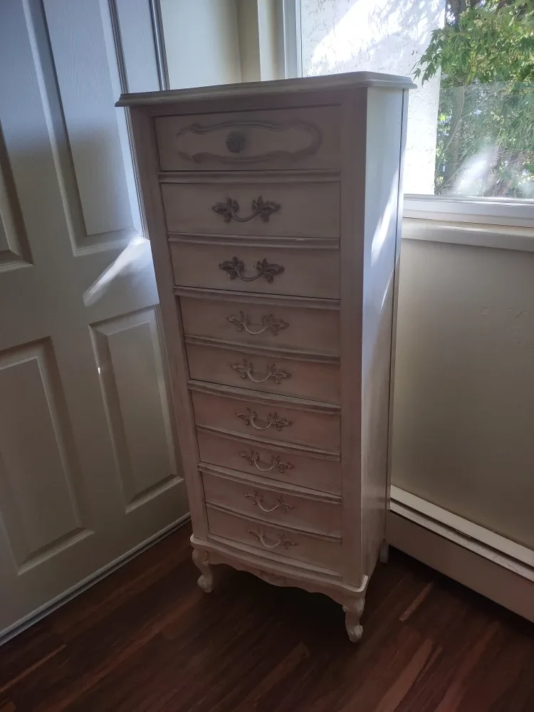 Ivory tall boy dresser (5 drawers) image indicator(2)