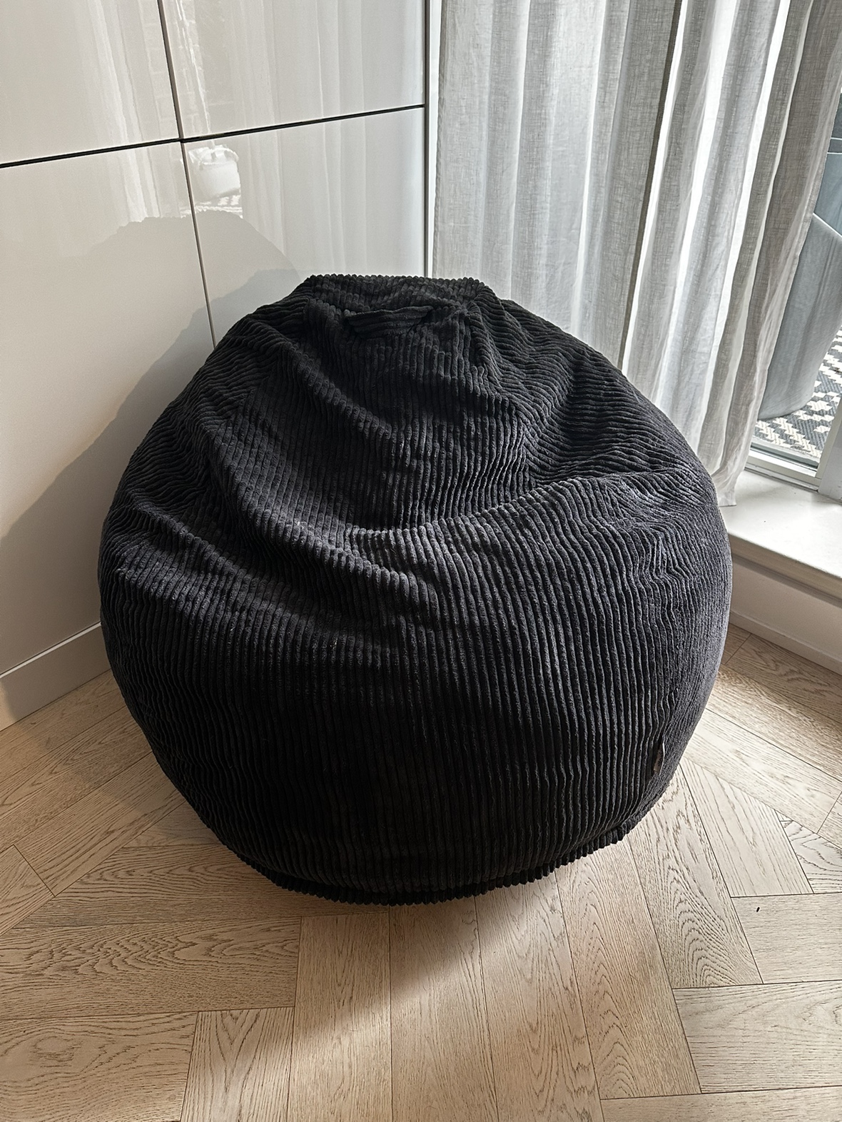 Dark Grey Corduroy Bean Bag Chair