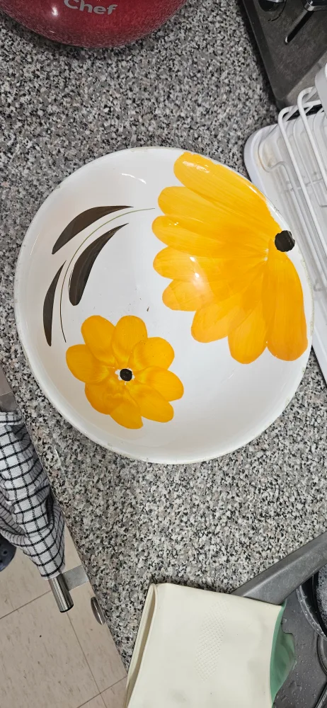 Large Yellow Flower Serving Bowl thumbnail