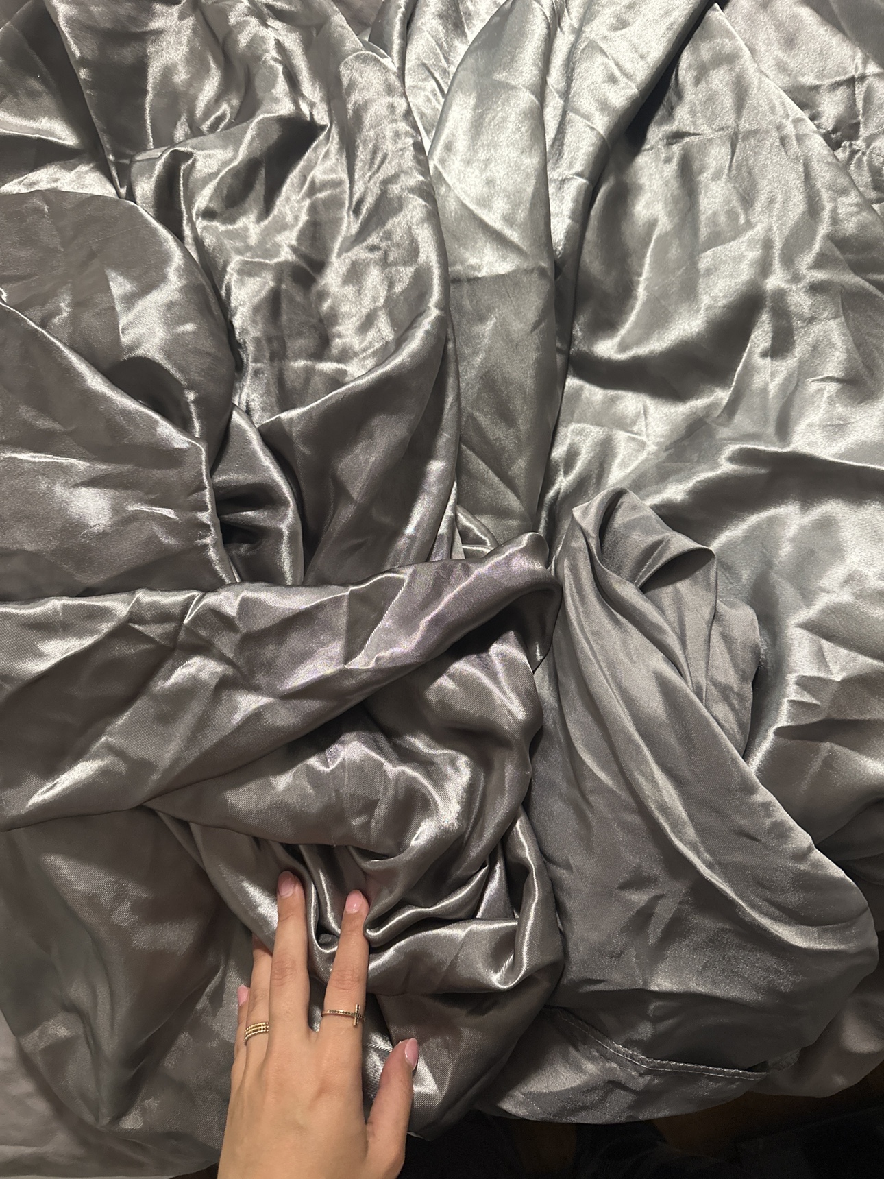 Silver Satin bed sheets + 2 pillow cases