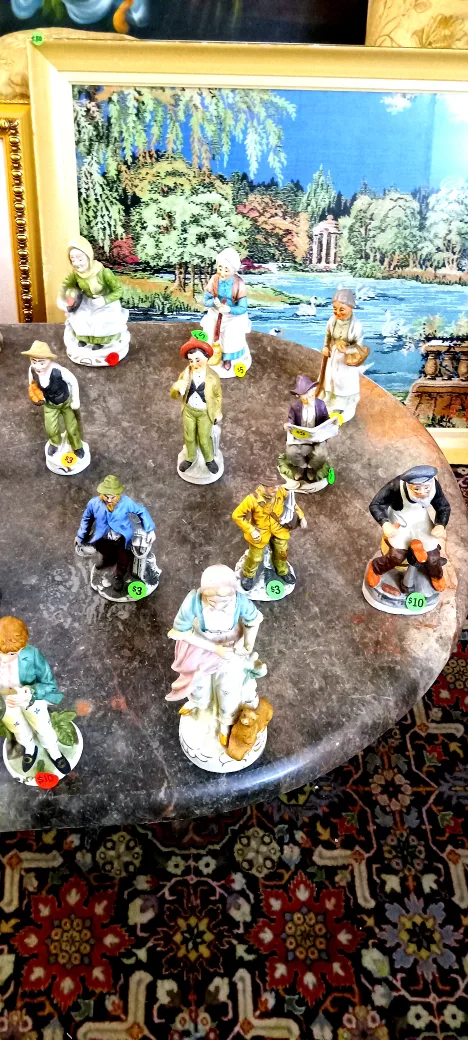 many antique porcelain figurines, statues on sale, $5, $10, $15. image indicator(3)