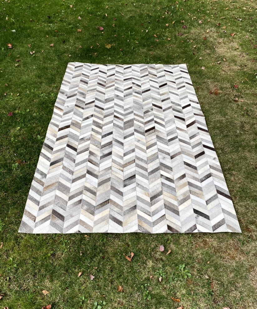 Chevron Leather Cowhide Rug
