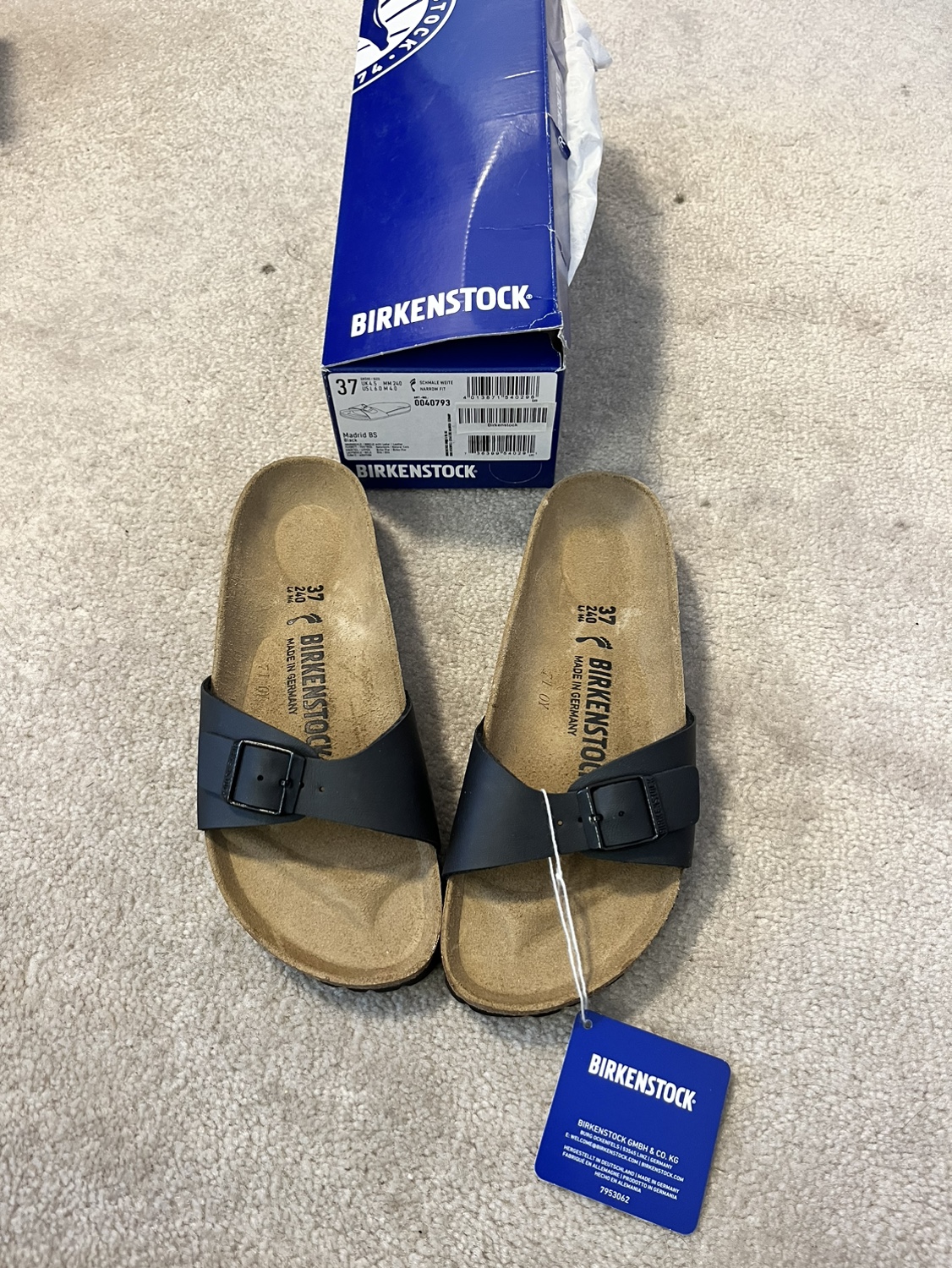 Birkenstock Madrid Black Sandals Size 37