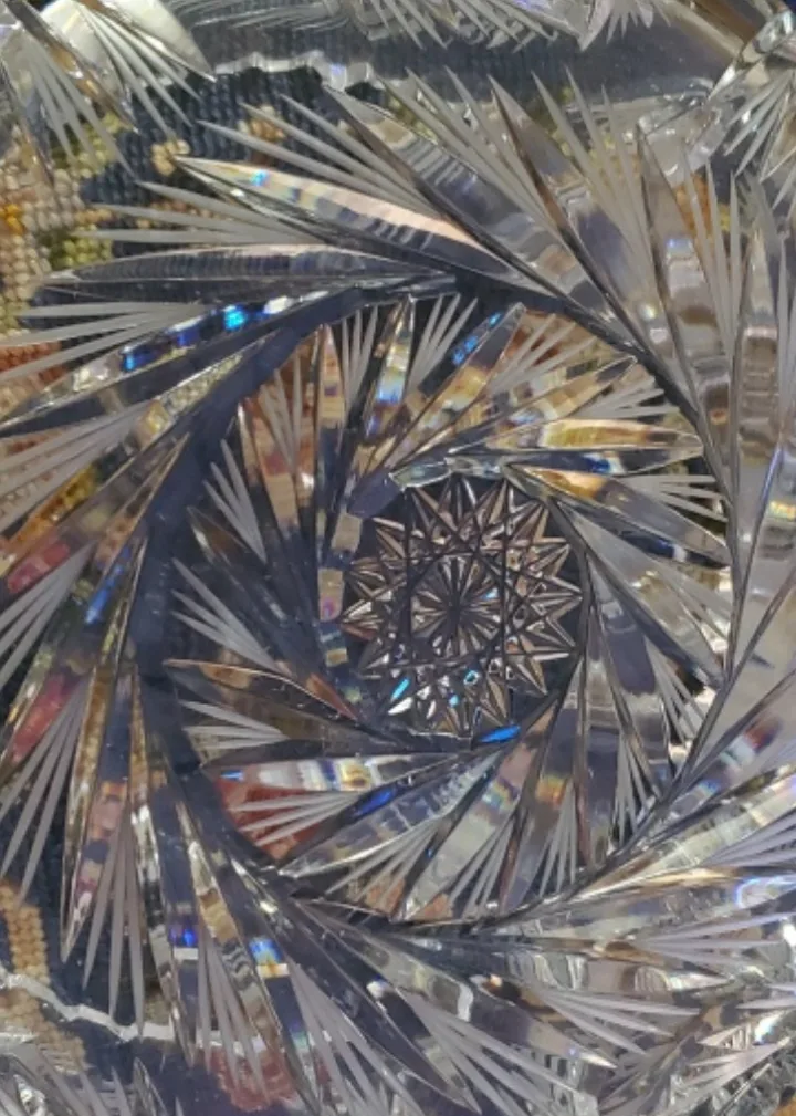 Vintage  Large Crystal Cut Bowl image indicator(4)