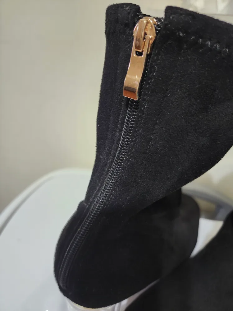 Ego Black Suede Booties with Clear Heel image indicator(3)