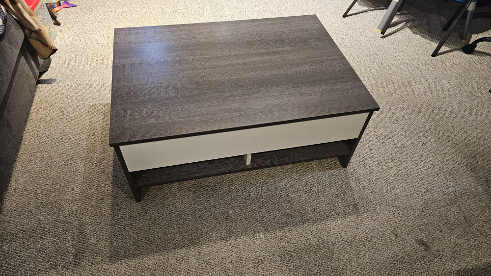 Grey and White Coffee Table with Storage