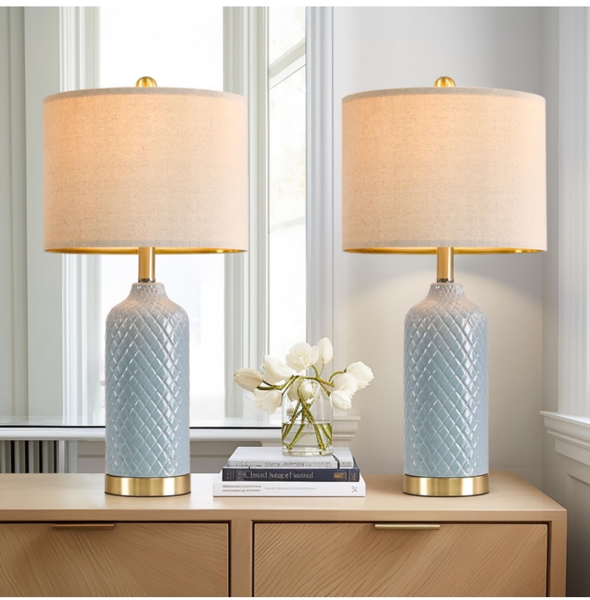 Modern Ceramic Table Lamps with Gold Base - Brand New