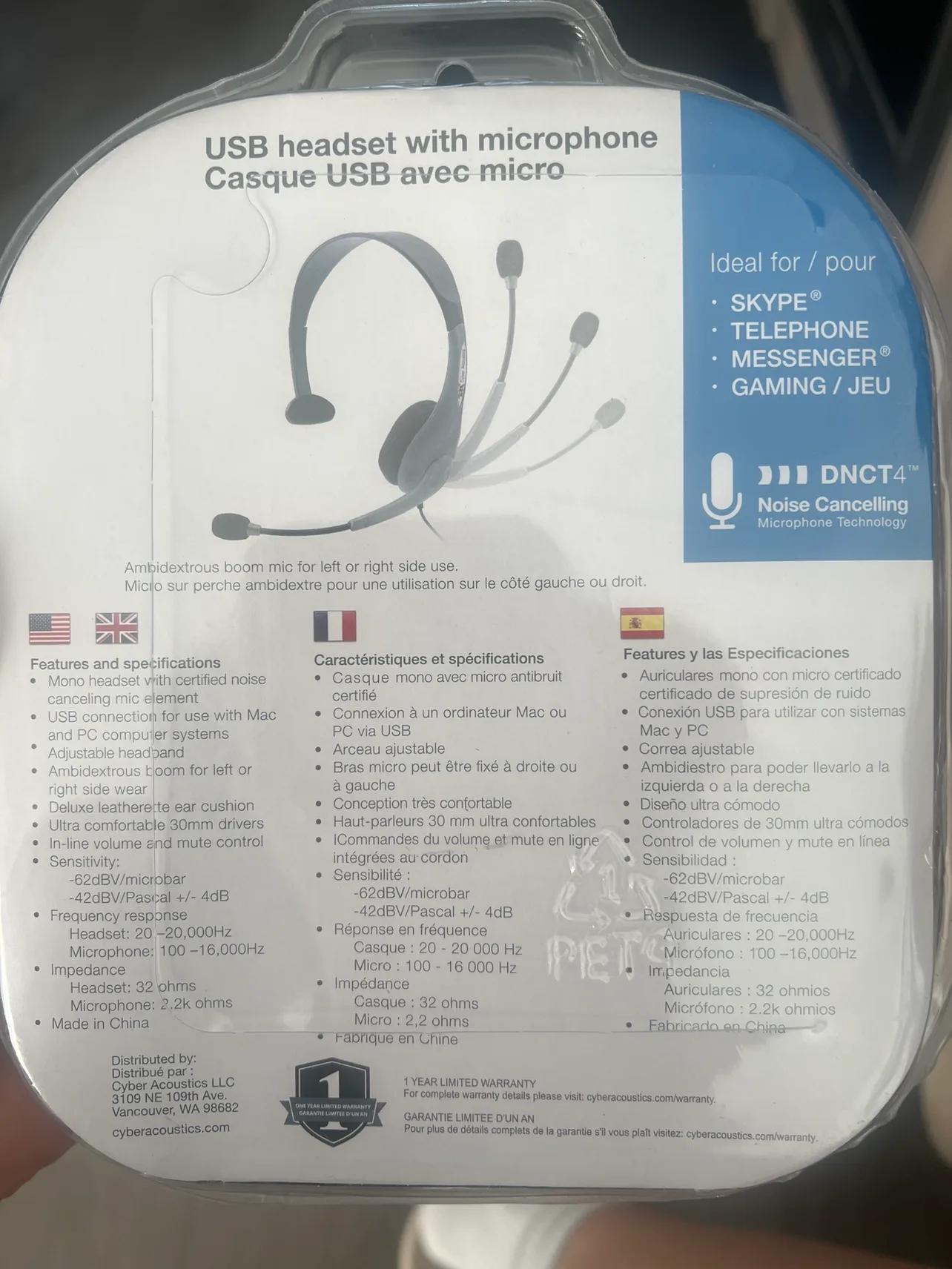 Cyber Acoustics AC-840 USB Headset with Microphone image indicator(2)