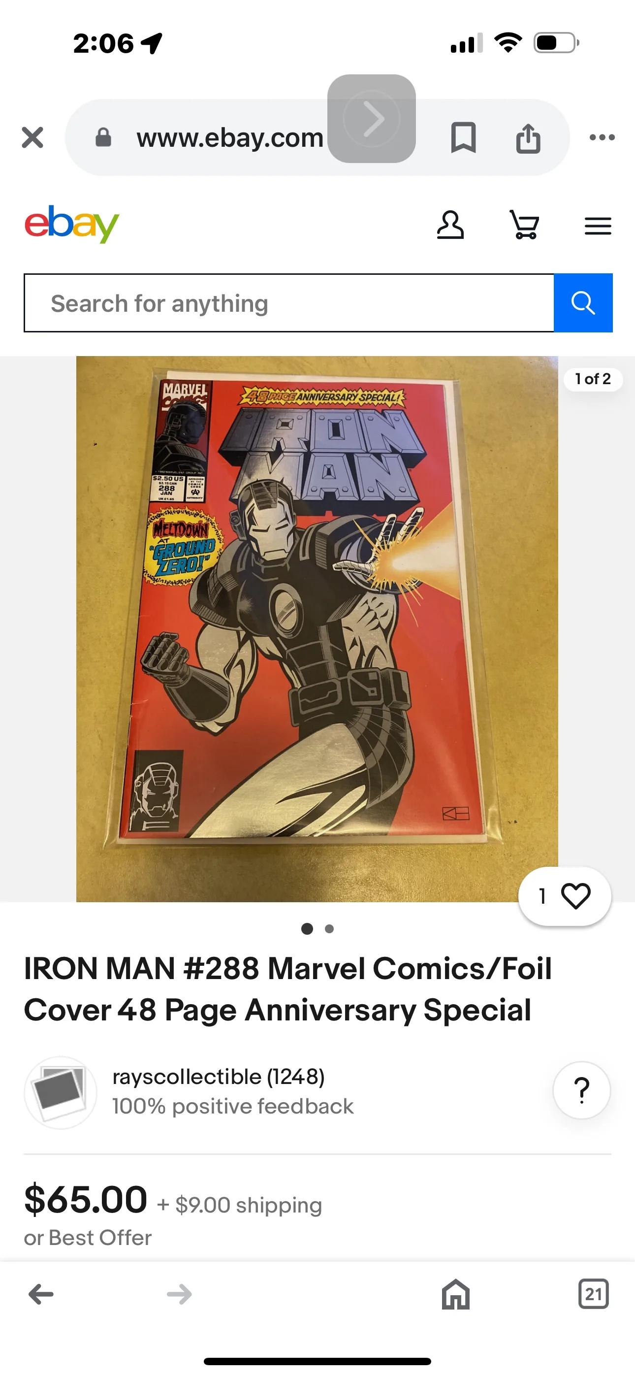 IRON MAN #288 Marvel Comics/ 1992 image indicator(4)
