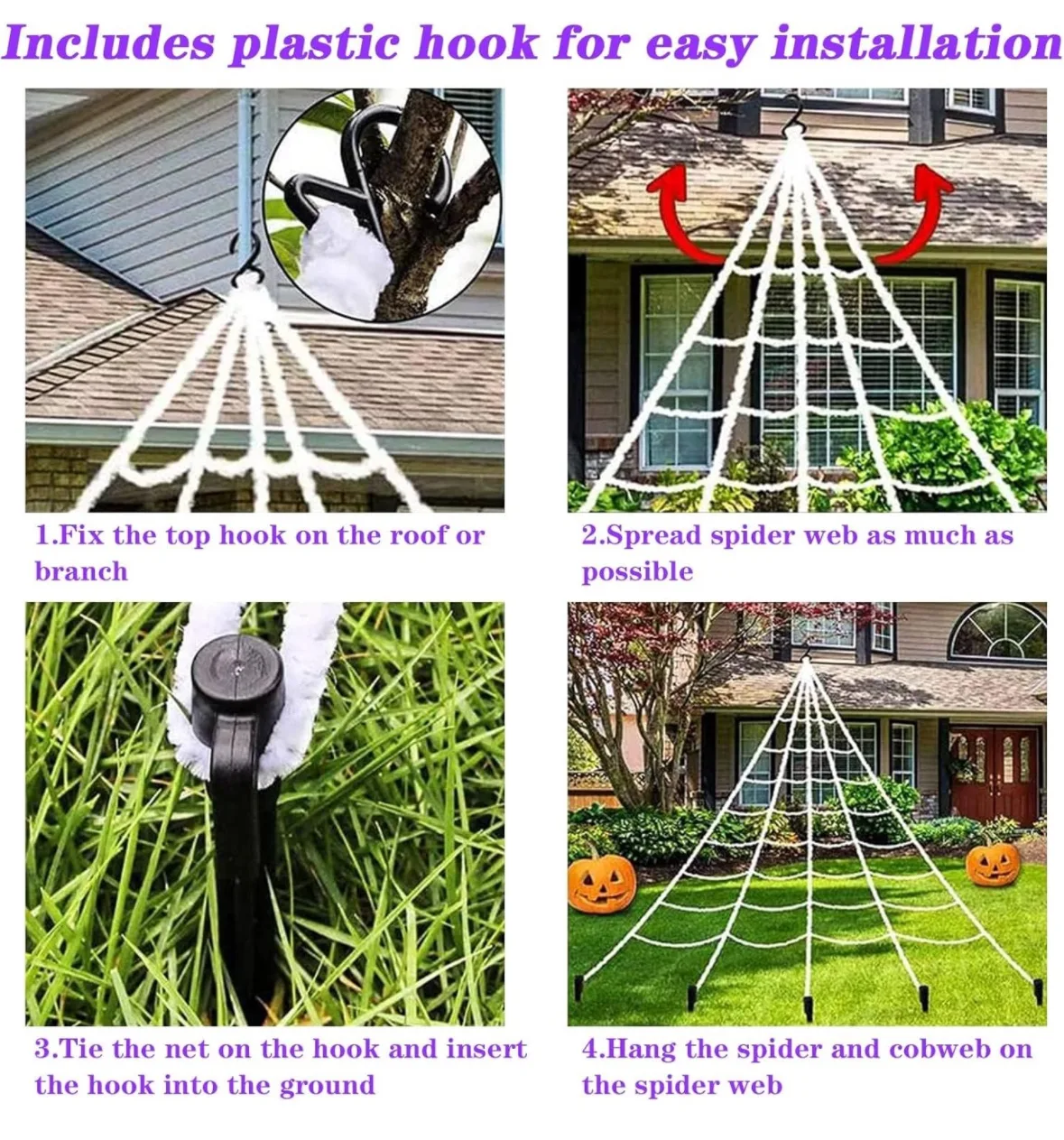 giant Purple LED Spider Web Halloween Decor (brand new) image indicator(5)