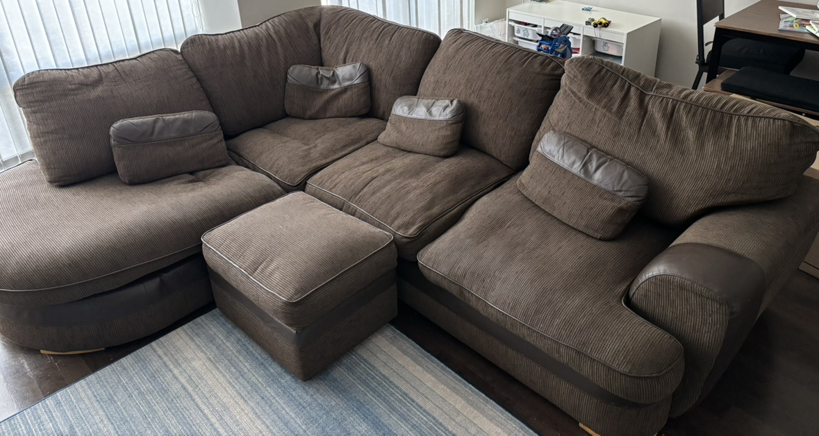 Brown Sectional Sofa with Ottoman - photo 2