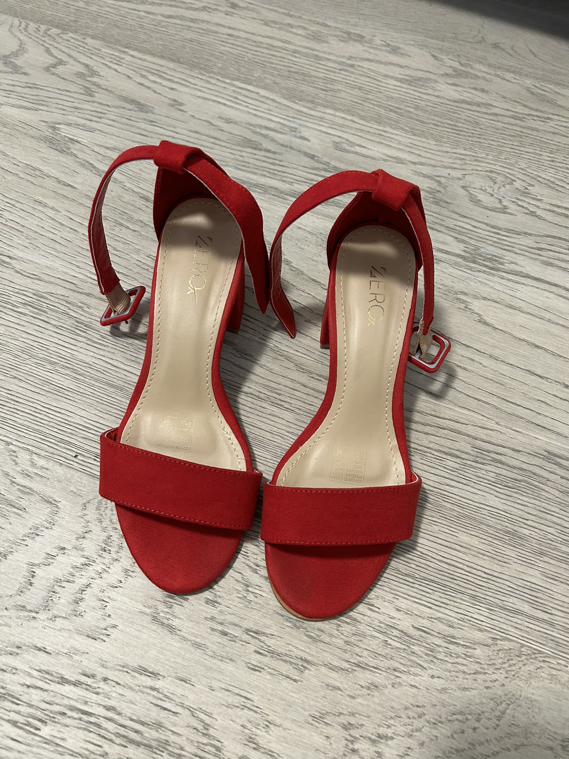 Red Block Heel Sandals