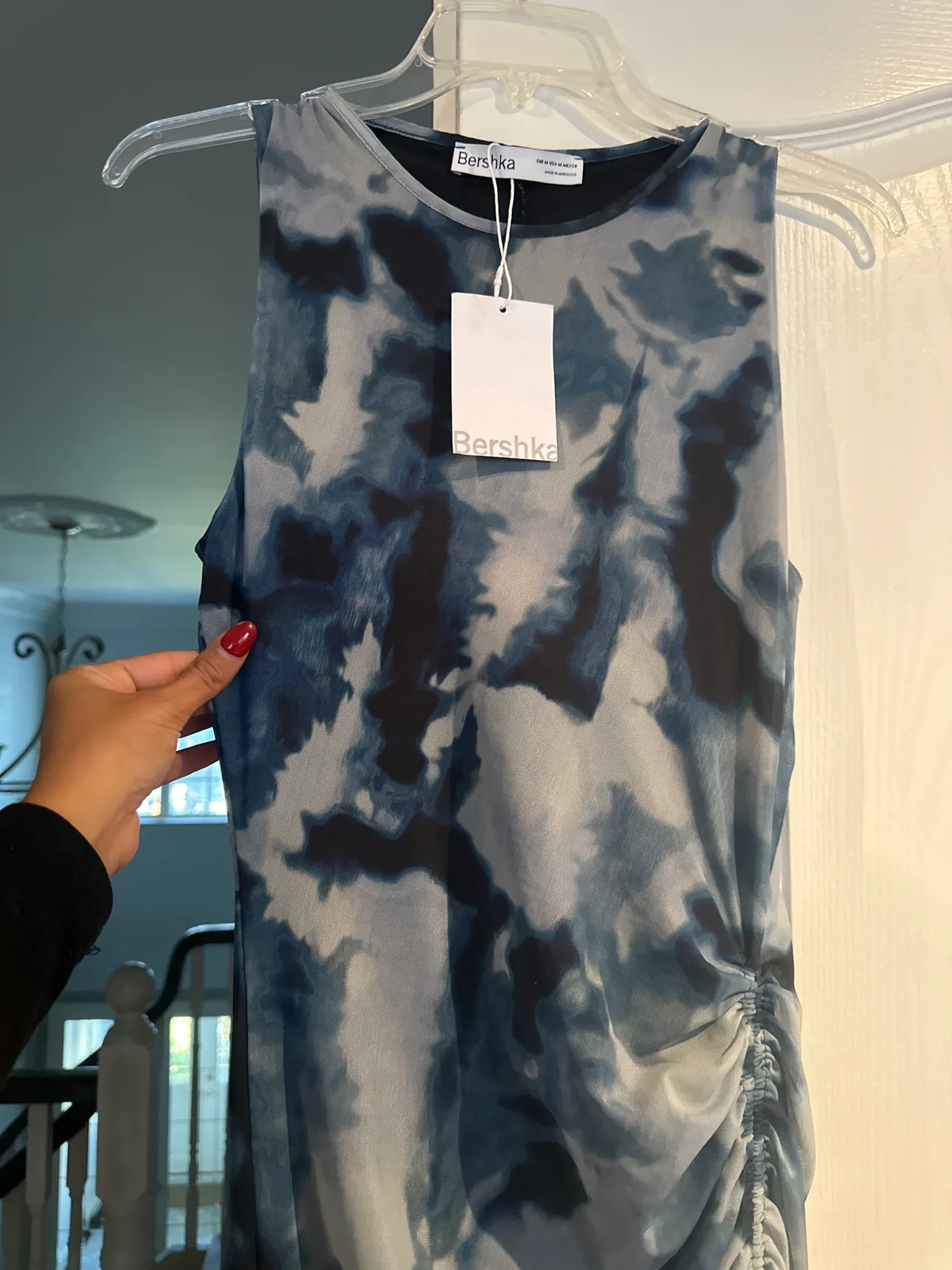 Bershka Blue Tie Dye Midi Dress image indicator(3)