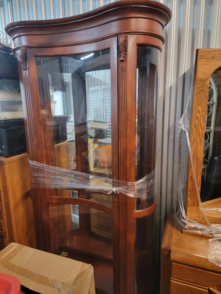 Wooden Curved Glass Cabinet