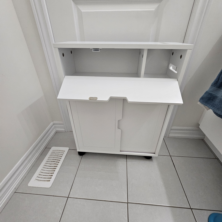 White Bathroom Cabinet on Wheels - photo 5