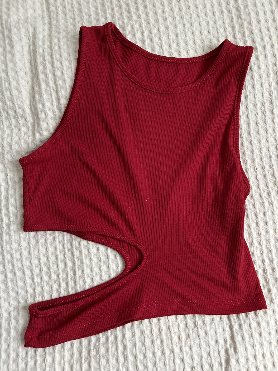 Red Asymmetrical Crop Top