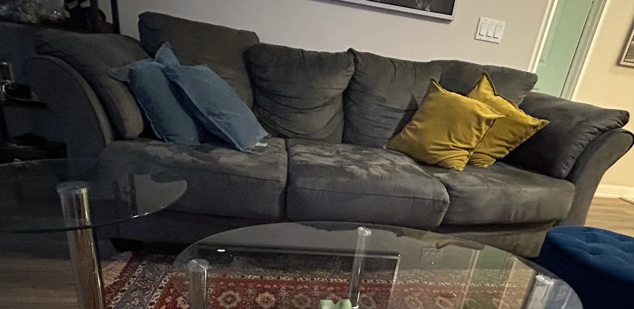 Grey Suede Couch Sofa thumbnail