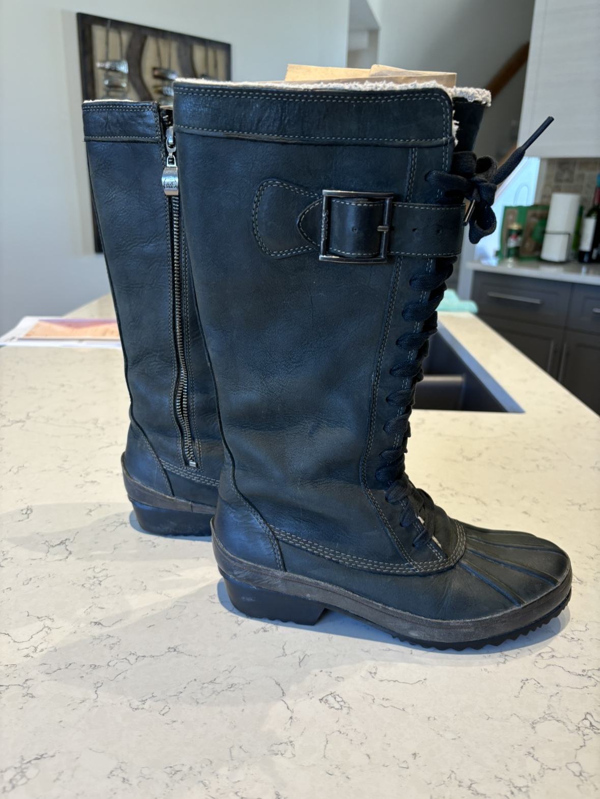 Black Leather Knee High Sorel Boots - photo 2