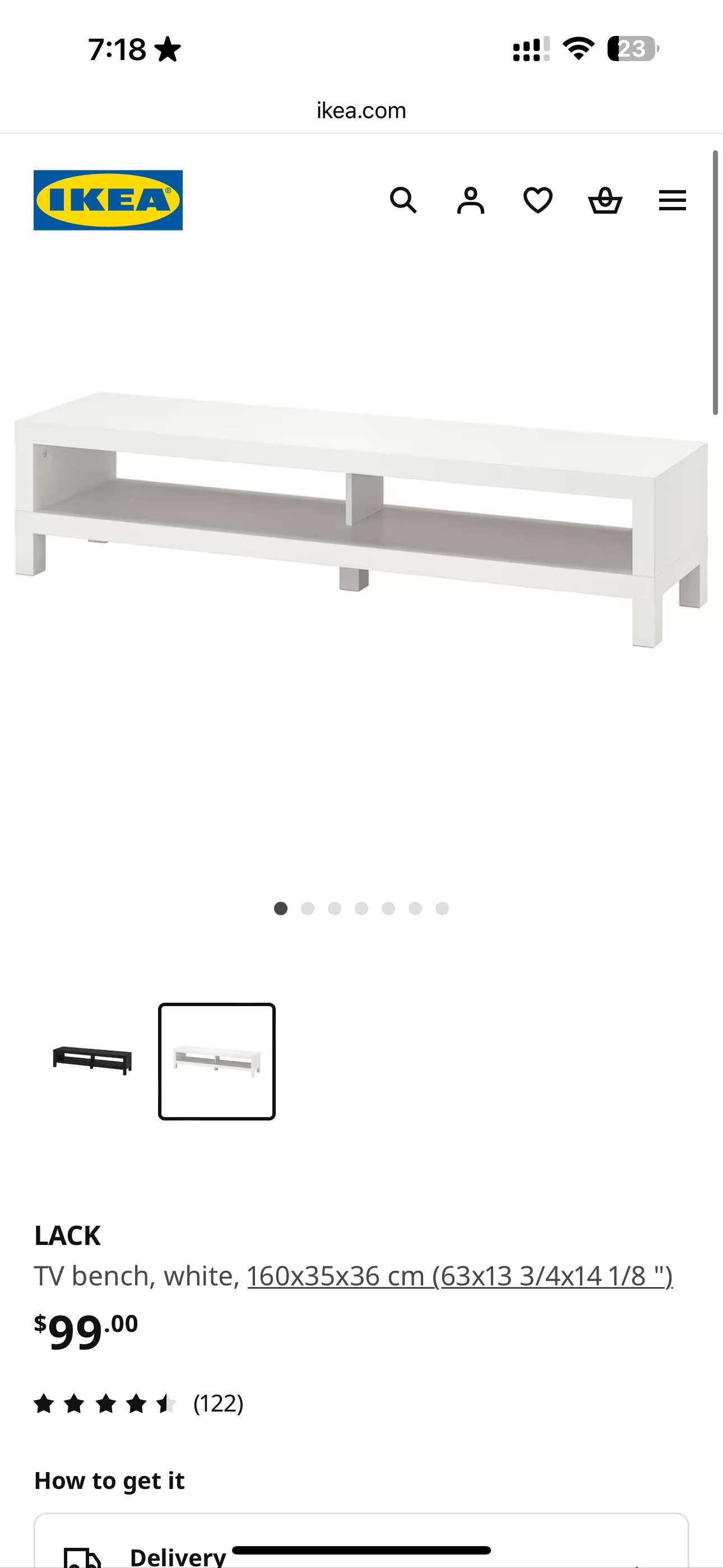 IKEA LACK TV Bench White - photo 2