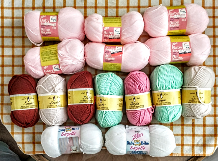 Vintage Lady and Baby Sayelle Brand Acrylic Yarns
