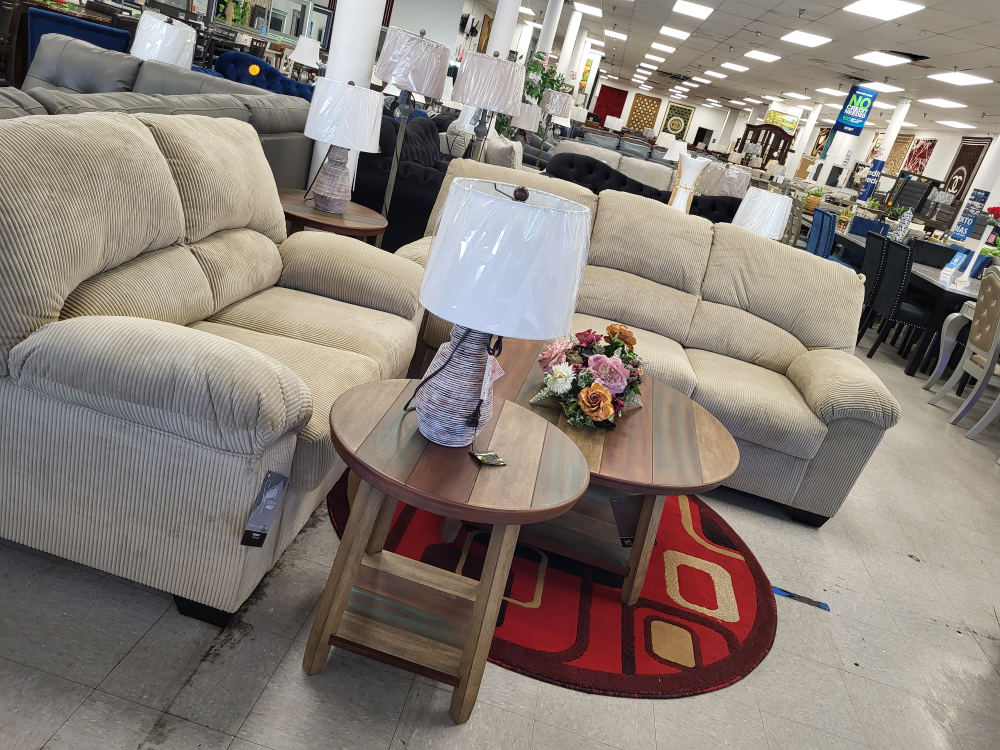 Beige Corduroy Loveseat