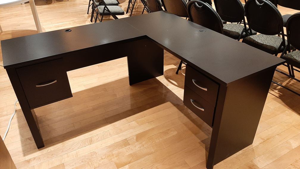 Black L-Shaped Desk with Drawers