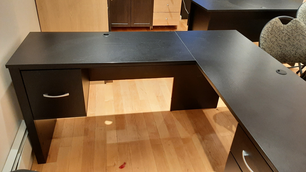 Black L-Shaped Desk with Drawers - photo 3