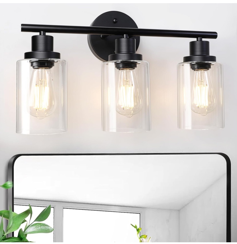 Black 3 Light Bathroom Vanity Light Fixture - New