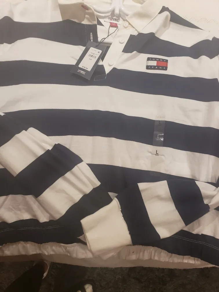Tommy Jeans Striped Long Sleeve Polo image indicator(3)