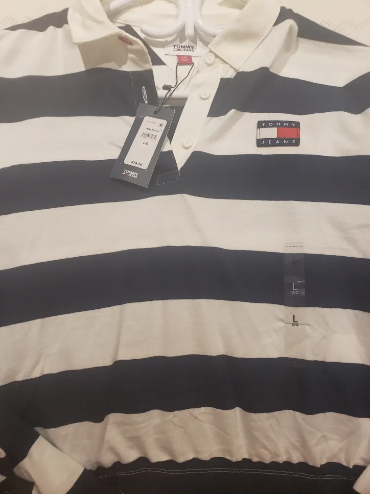 Tommy Jeans Striped Long Sleeve Polo image indicator(5)