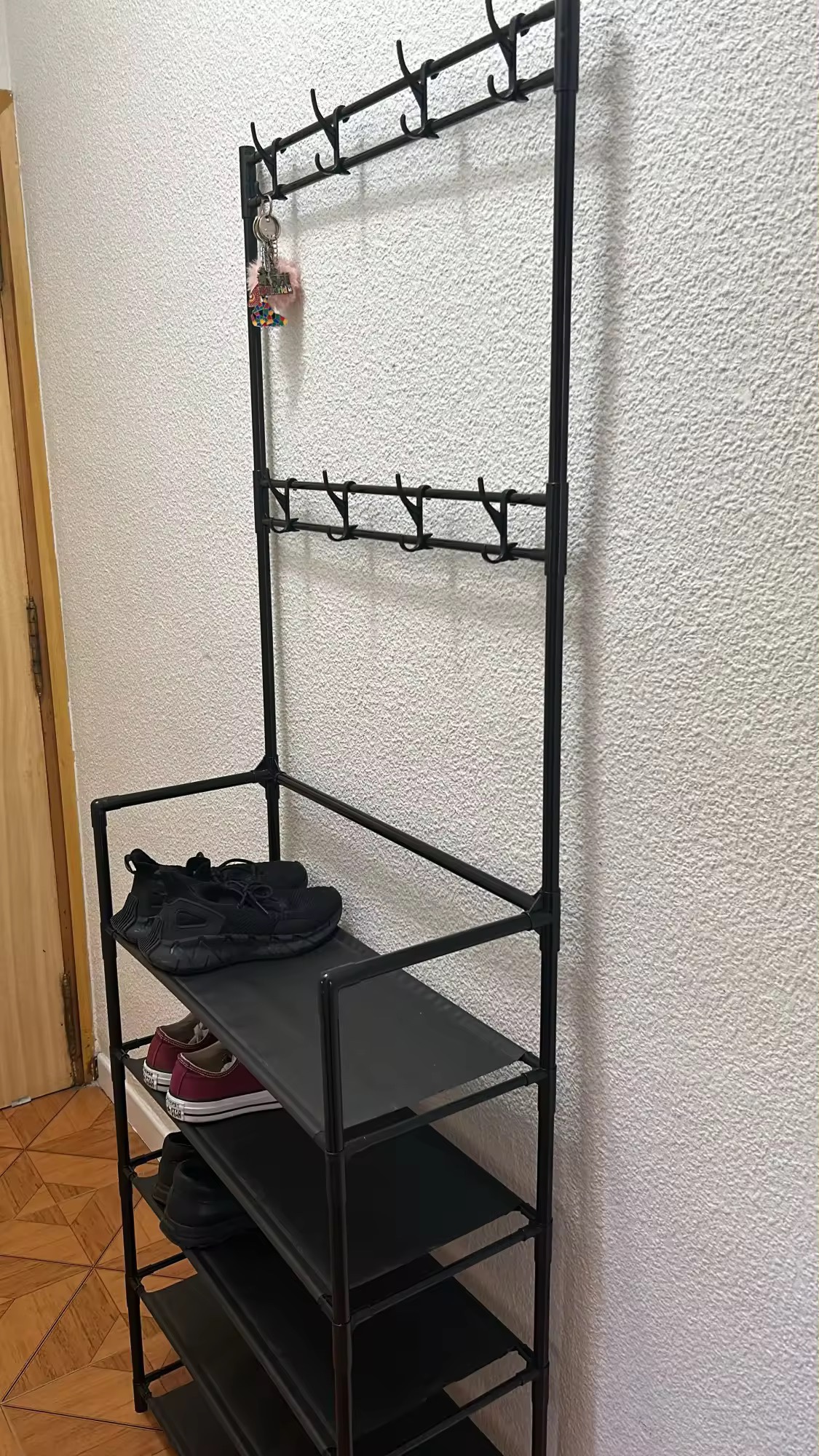 4-Tier Shoe Rack with Coat Hooks, NEW - photo 3